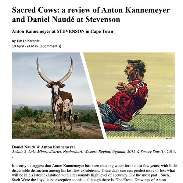 Sacred Cows: A Review of Anton Kannemeyer and Daniel Naudé at Stevenson - Artthrob